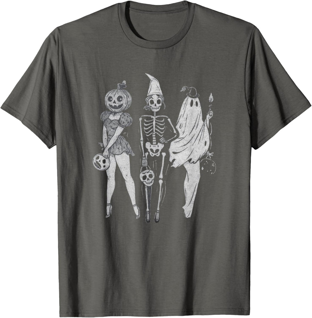 Vintage Retro Halloween Ghost Graphic Trick or Treat T-Shirt