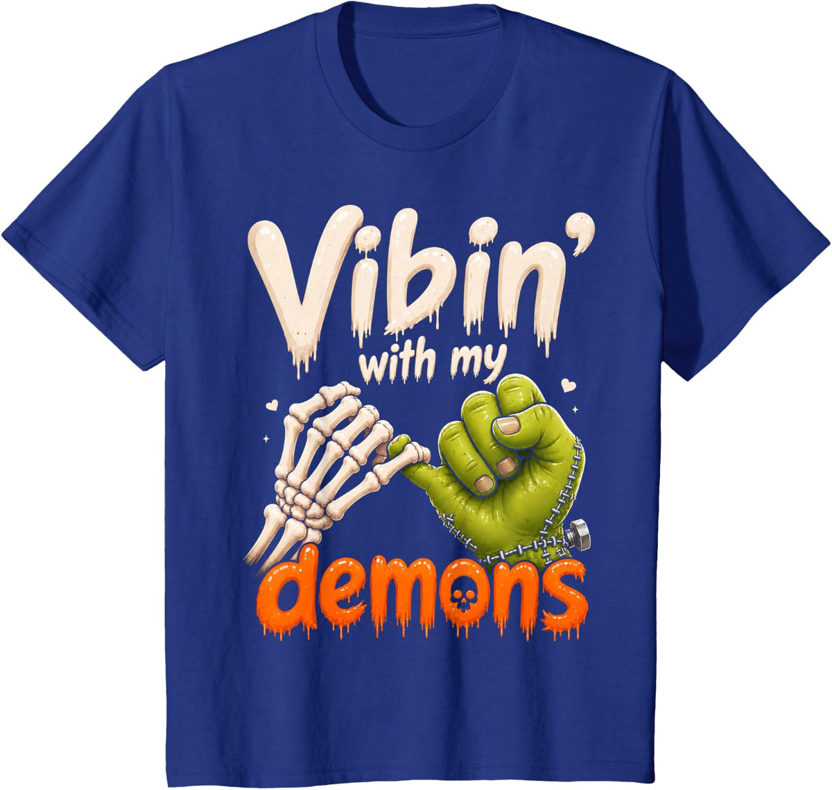 Vibin with My Demons Spooky Season Vintage Skull Halloween T-Shirt