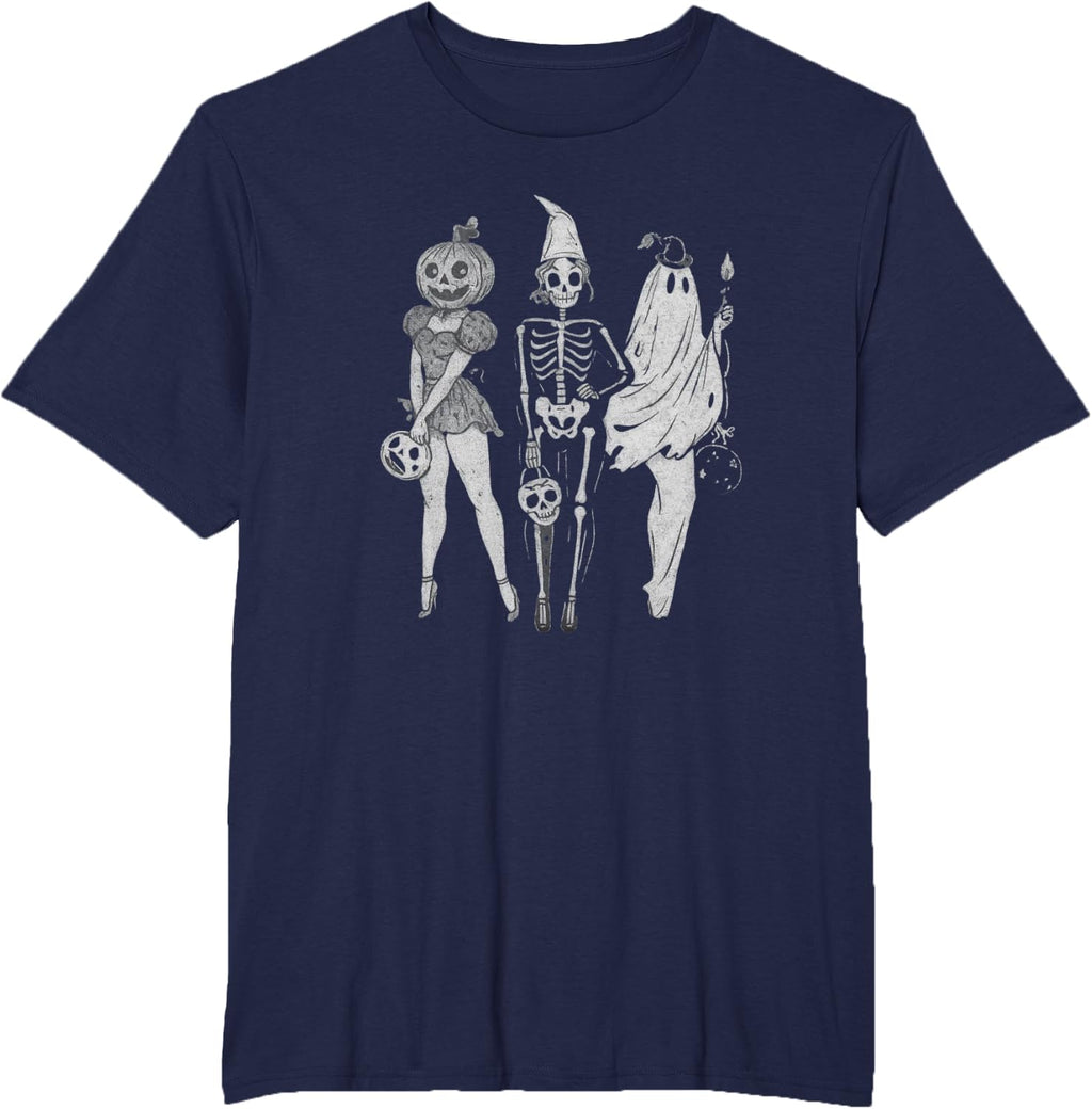 Vintage Retro Halloween Ghost Graphic Trick or Treat T-Shirt