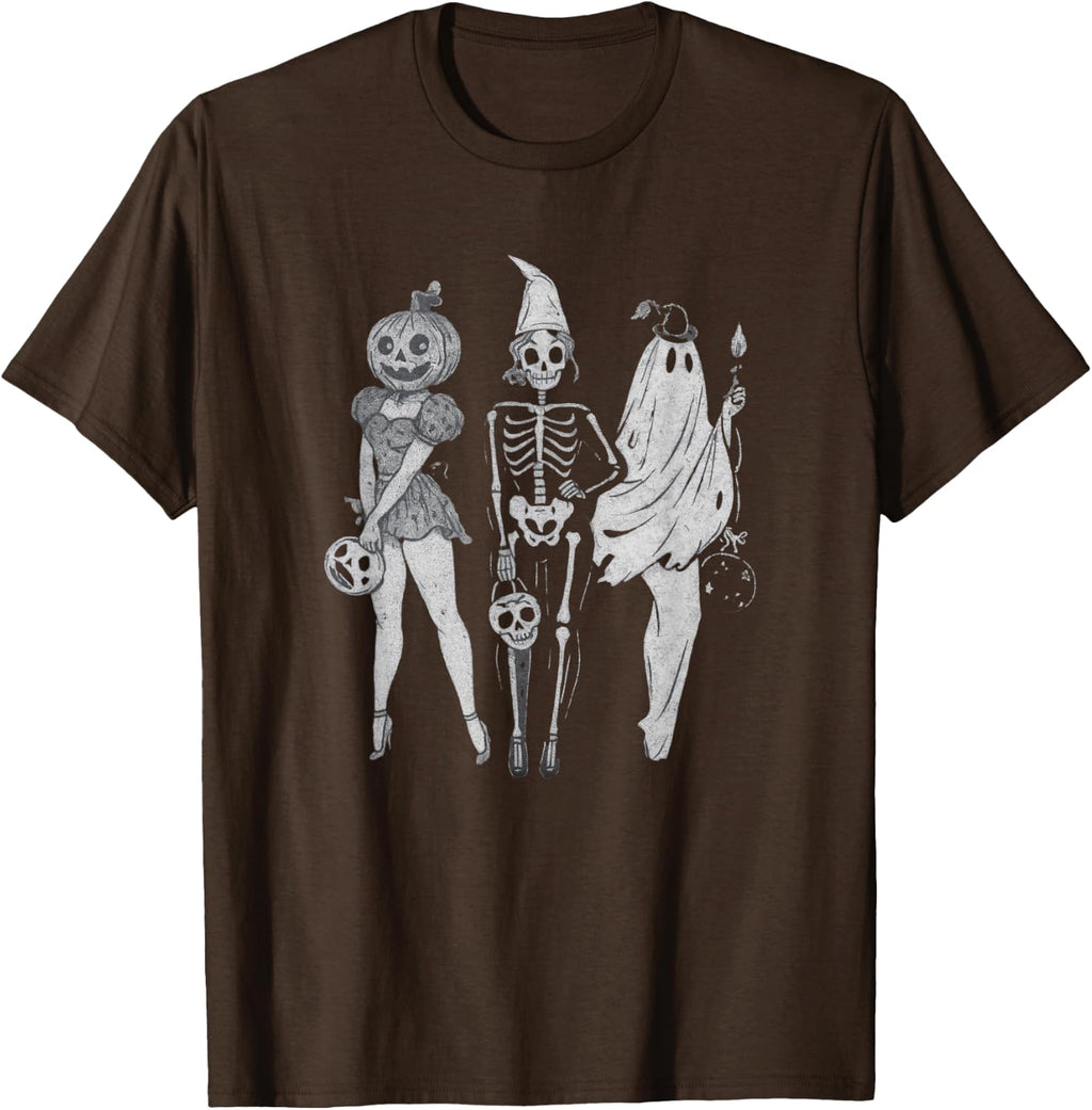 Vintage Retro Halloween Ghost Graphic Trick or Treat T-Shirt