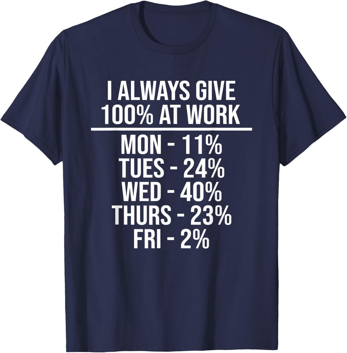 I Always Give 100% at Work Funny Work Quotes Humor Sarcastic T-Shirt