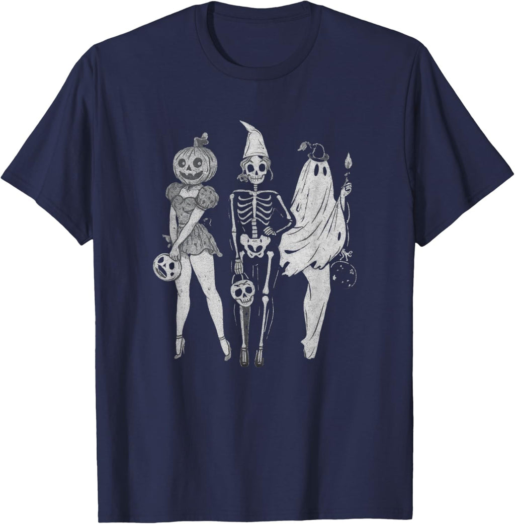 Vintage Retro Halloween Ghost Graphic Trick or Treat T-Shirt