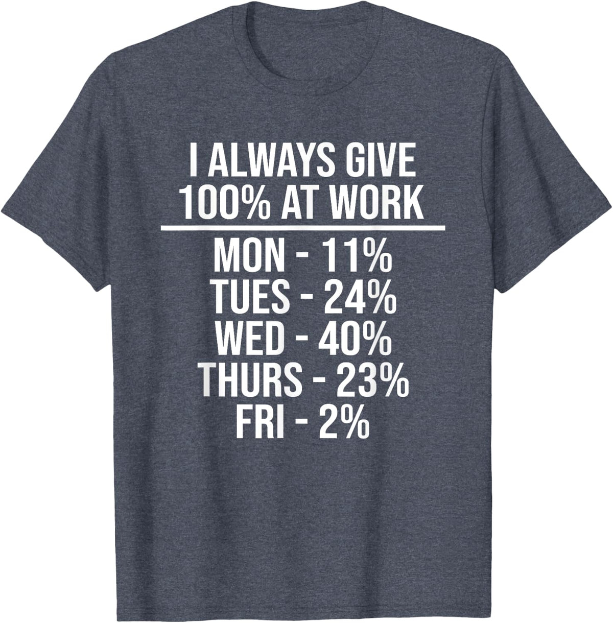 I Always Give 100% at Work Funny Work Quotes Humor Sarcastic T-Shirt