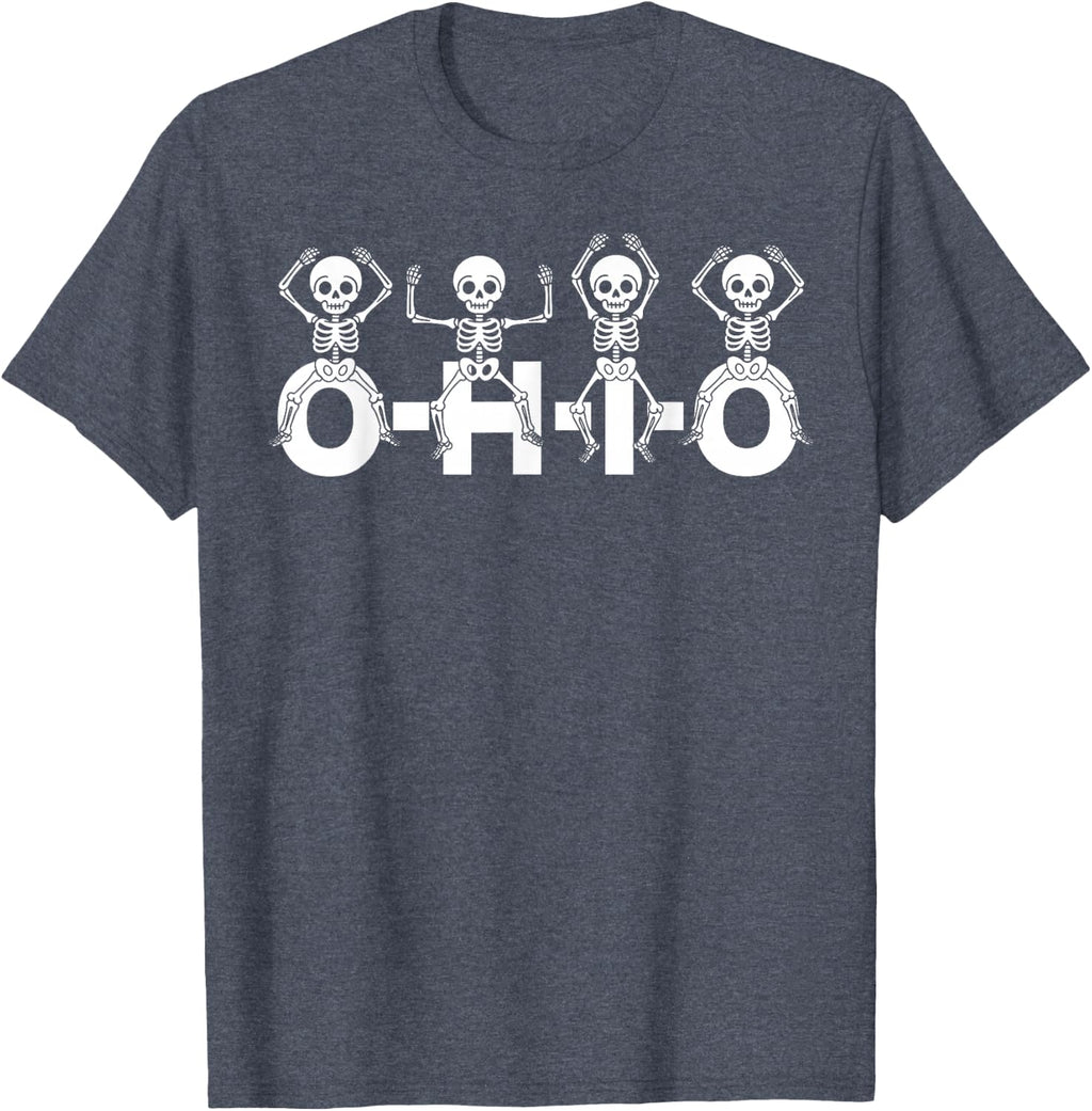 Funny O-H-I-O State Skeleton Ohio Halloween Vintage Vibe Fun T-Shirt
