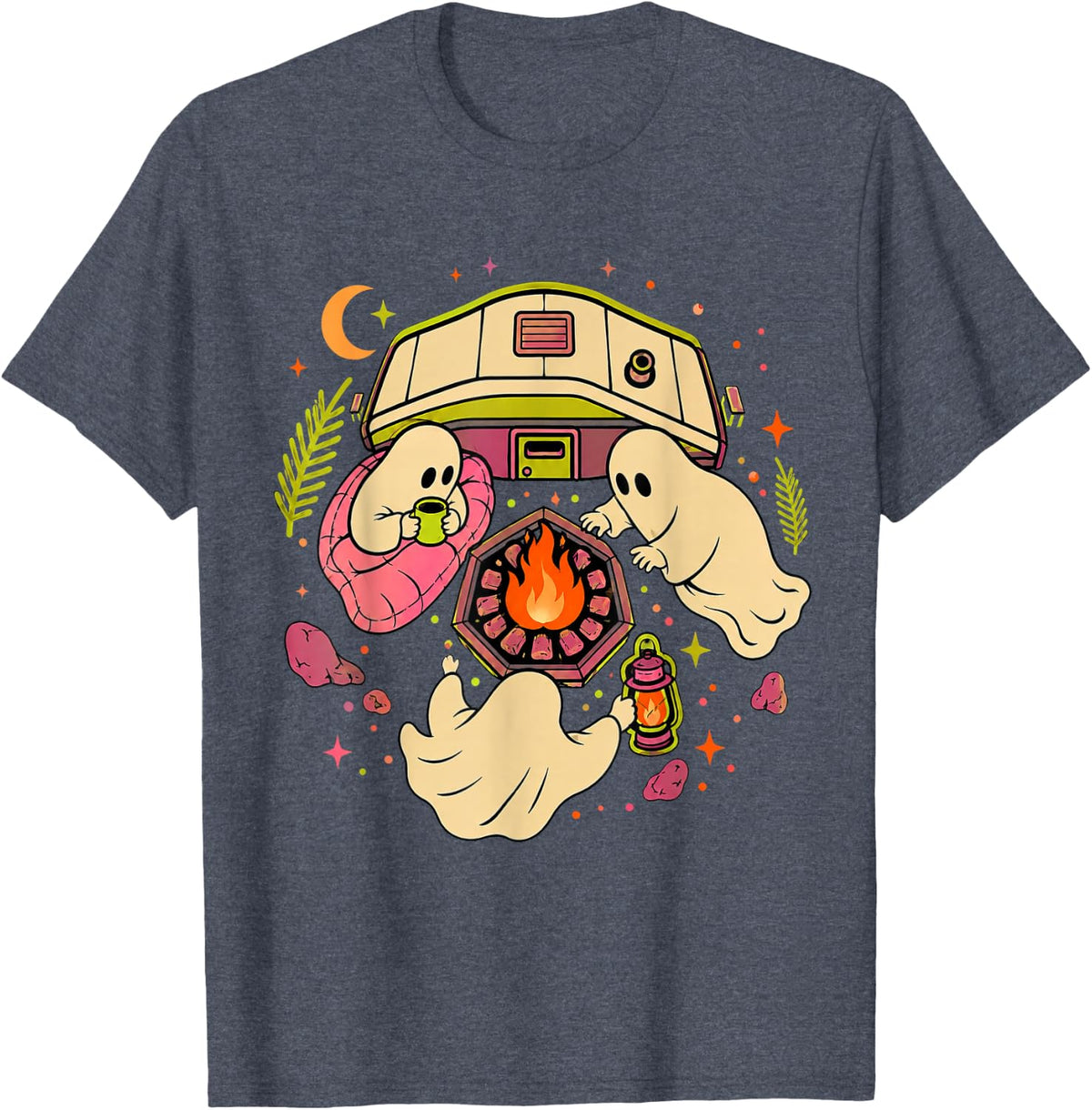 Halloween Camping Ghost Camper Family Vintage Spooky Season T-Shirt
