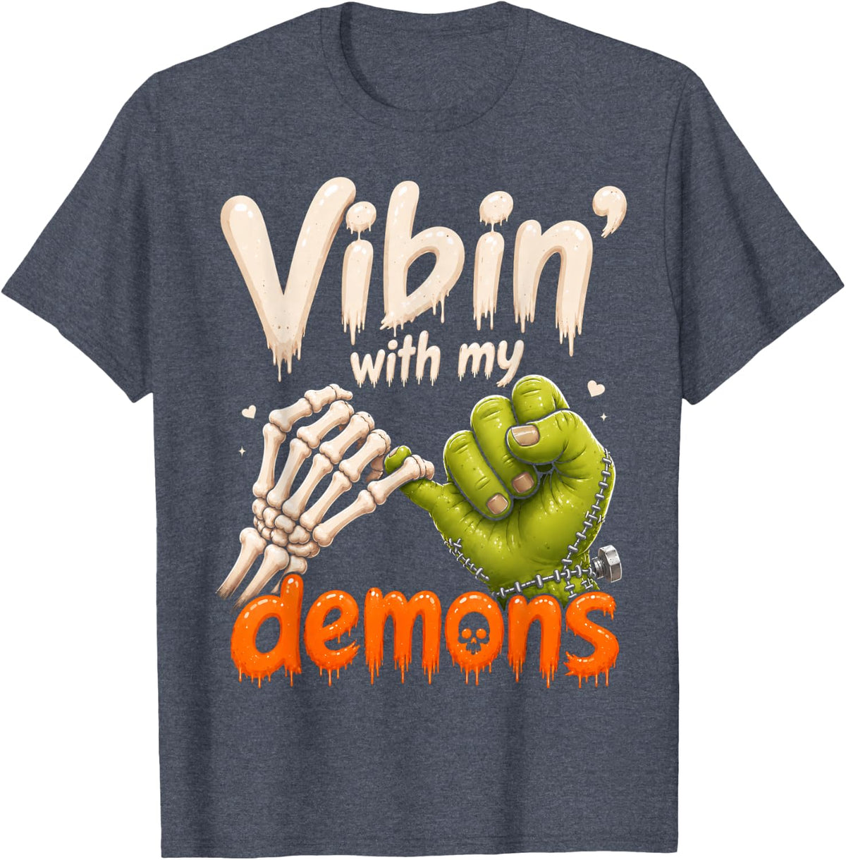 Vibin with My Demons Spooky Season Vintage Skull Halloween T-Shirt