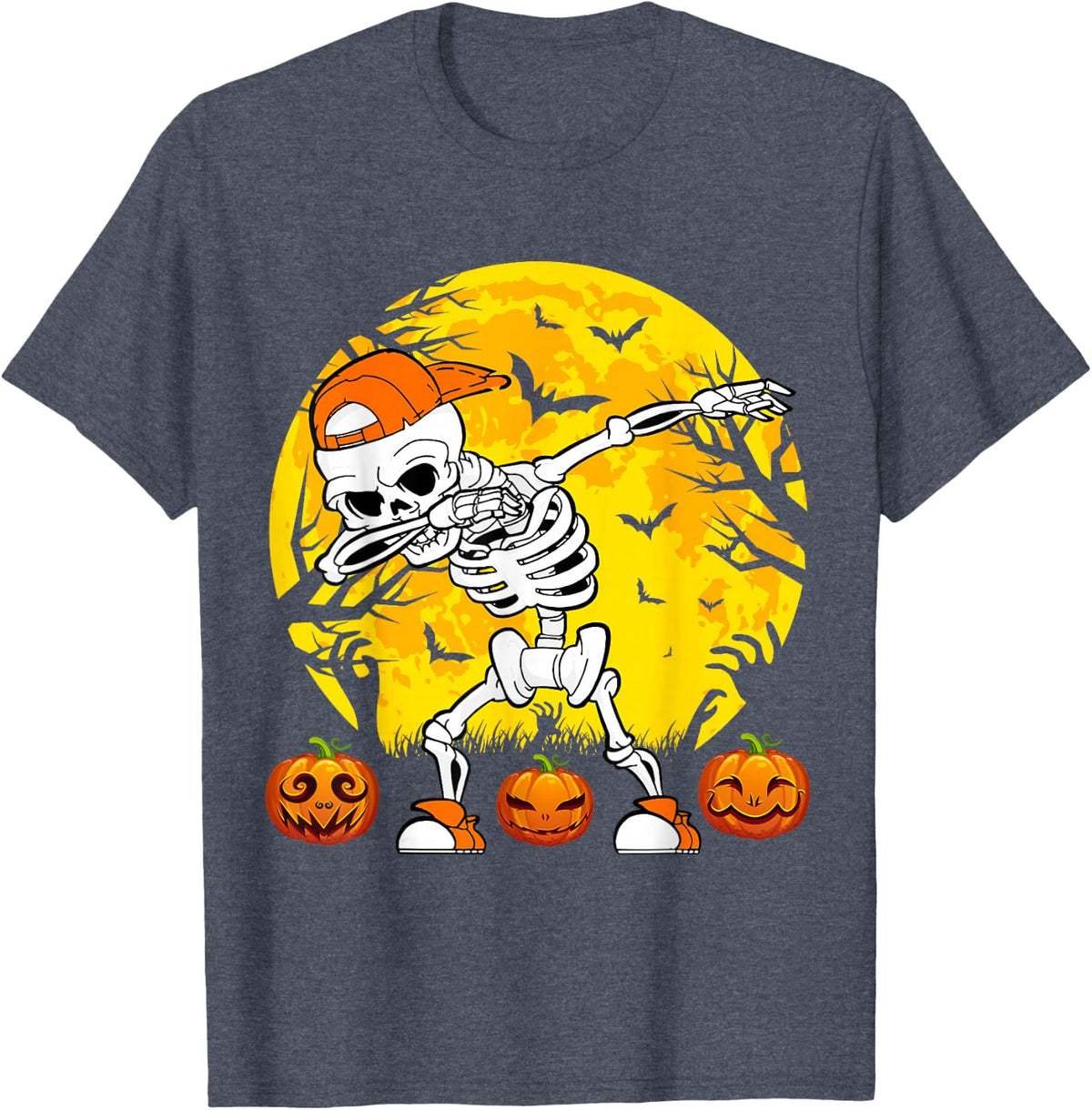 Dabbing Skeleton Halloween Pumpkin Happy Halloween T-Shirt