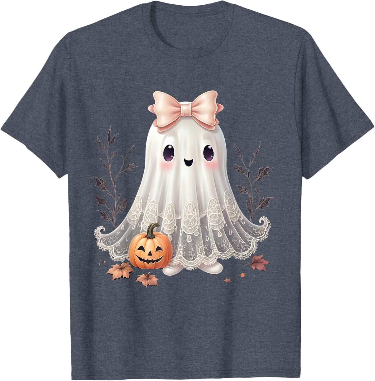 Lace Ghost Halloween Coquette Bow Vintage Women Girls T-Shirt