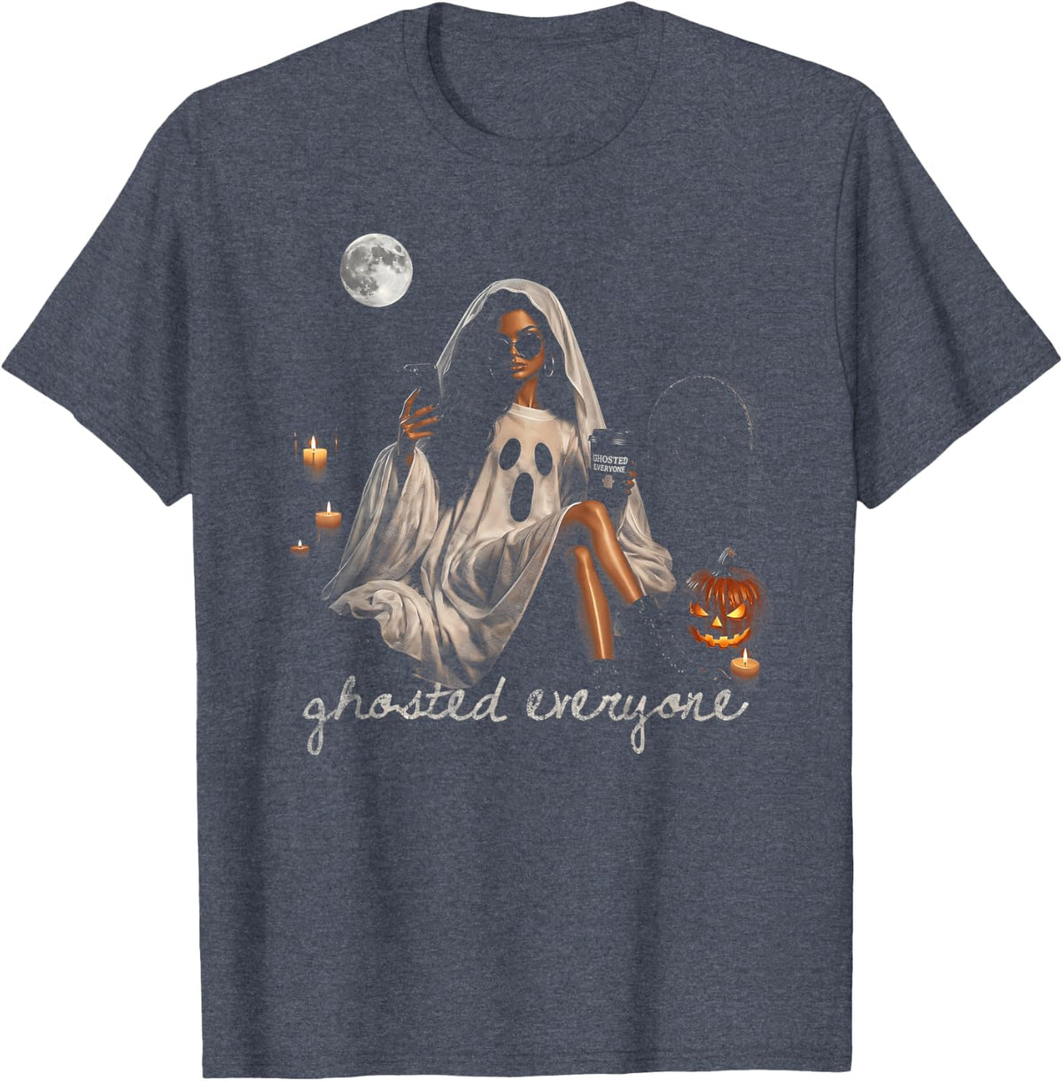 Retro Ghosted Everyone Girly Vintage Halloween Spooky Season T-Shirt