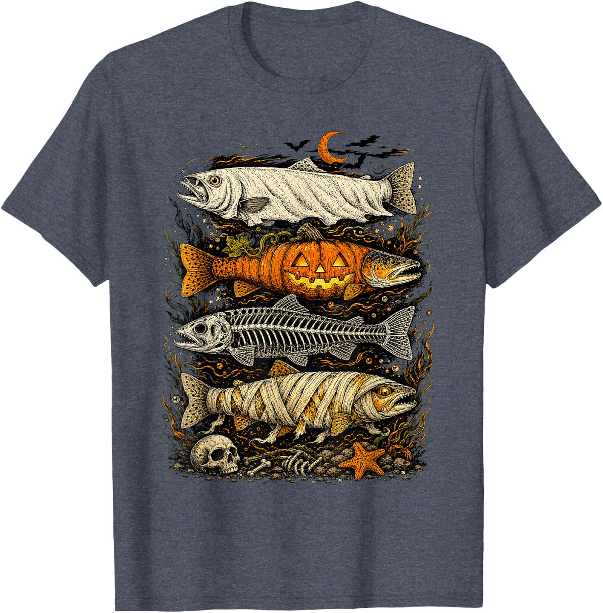 Trout Fish Halloween Fishing Fisherman Spooky Season T-Shirt