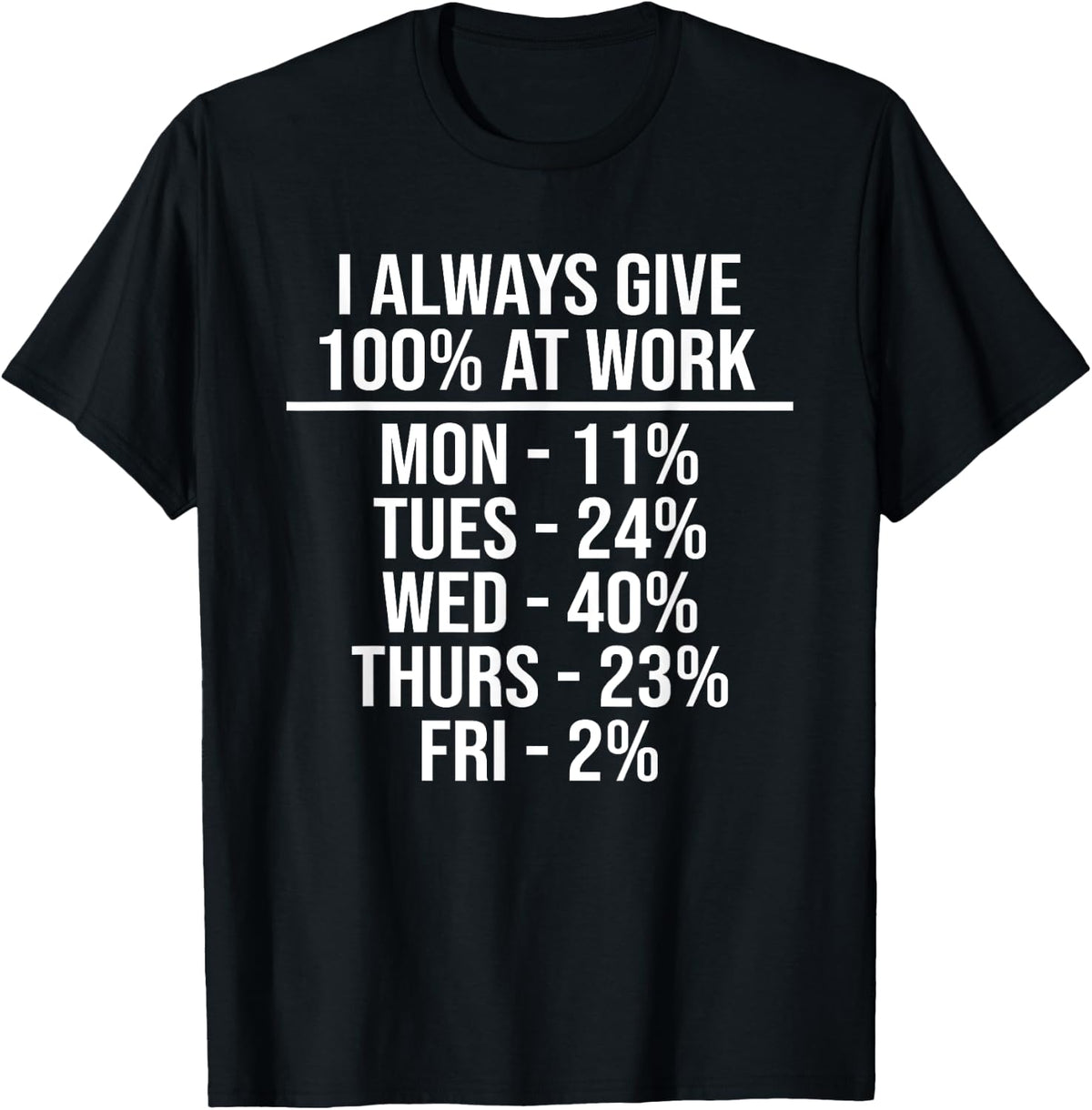 I Always Give 100% at Work Funny Work Quotes Humor Sarcastic T-Shirt