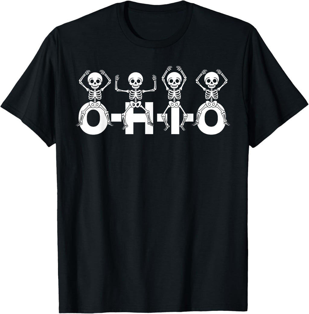Funny O-H-I-O State Skeleton Ohio Halloween Vintage Vibe Fun T-Shirt