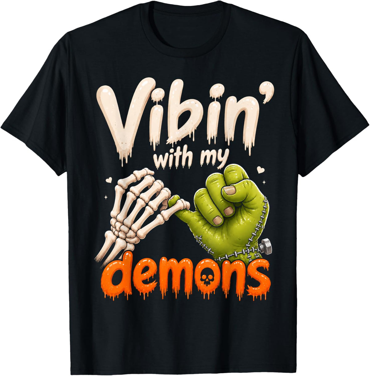 Vibin with My Demons Spooky Season Vintage Skull Halloween T-Shirt