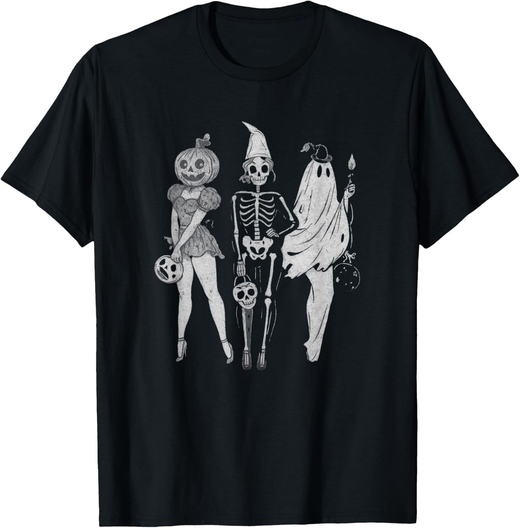 Vintage Retro Halloween Ghost Graphic Trick or Treat T-Shirt