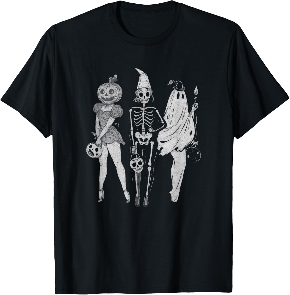 Vintage Retro Halloween Ghost Graphic Trick or Treat T-Shirt