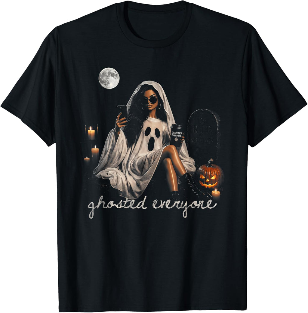 Retro Ghosted Everyone Girly Vintage Halloween Spooky Season T-Shirt