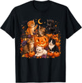 Cute Kittens Pumpkin Halloween Spooky Season Men Women Kids T-Shirt