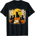Halloween Black Cats Pumpkins Retro Spooky Night Funny Cat T-Shirt
