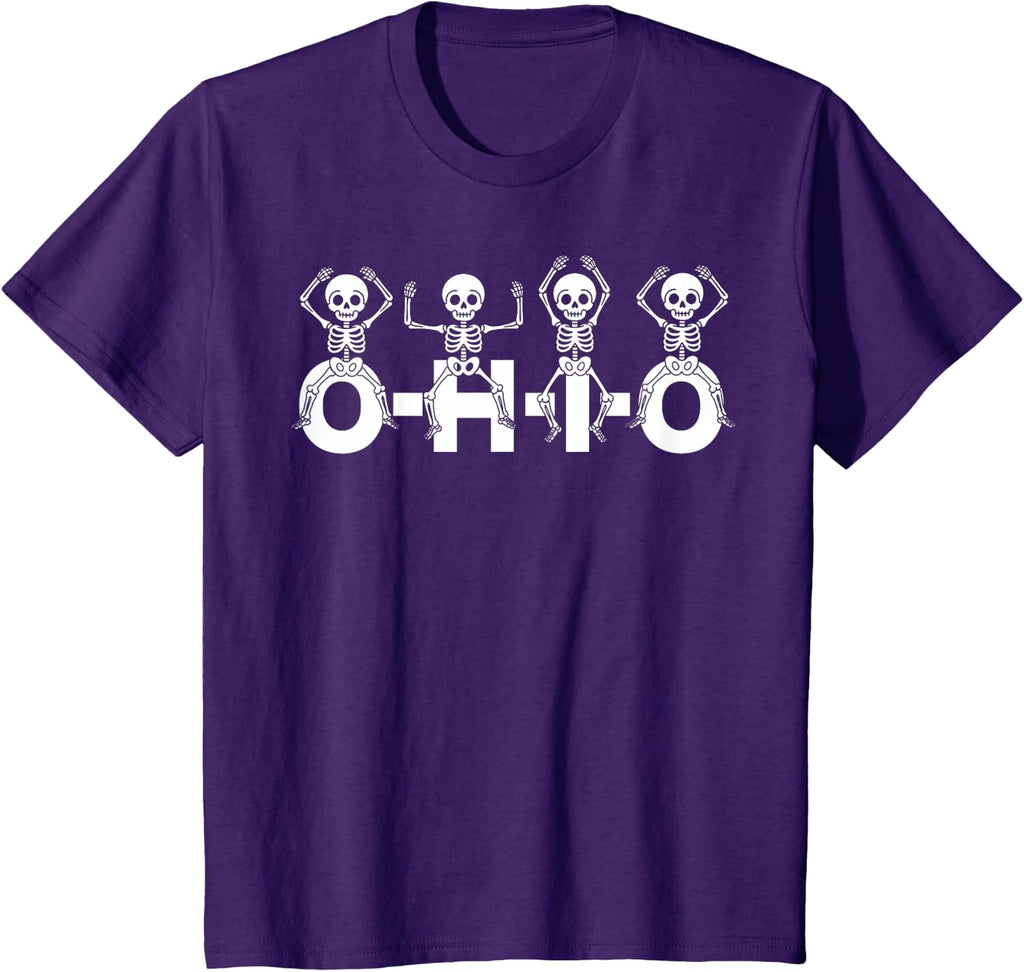 Funny O-H-I-O State Skeleton Ohio Halloween Vintage Vibe Fun T-Shirt