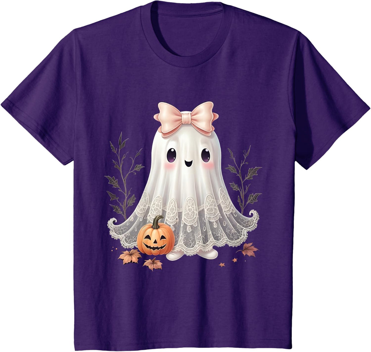 Lace Ghost Halloween Coquette Bow Vintage Women Girls T-Shirt