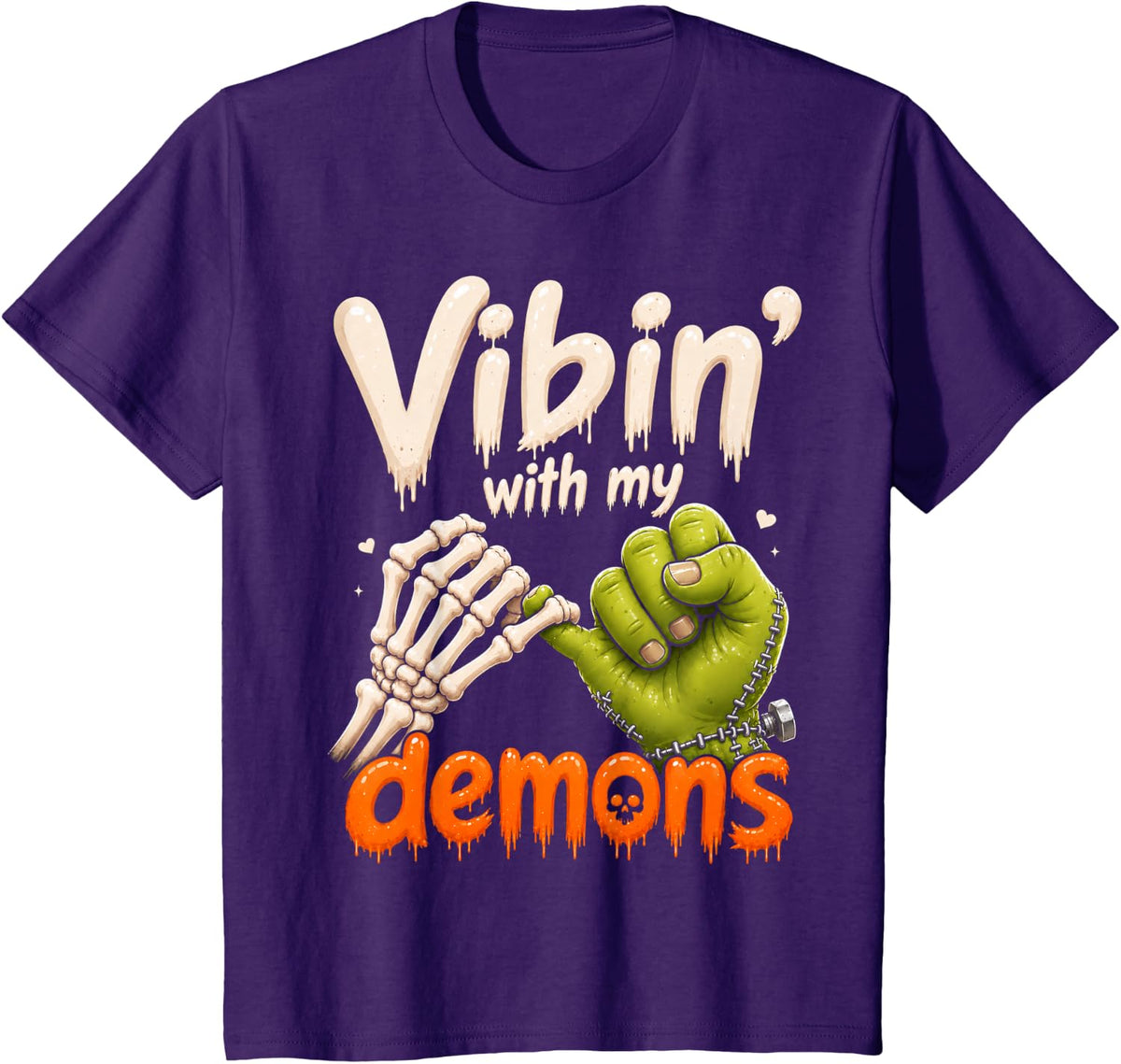 Vibin with My Demons Spooky Season Vintage Skull Halloween T-Shirt