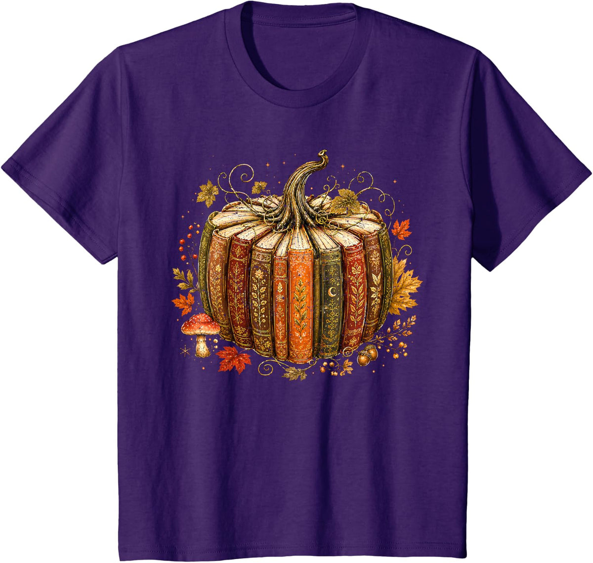 Retro Fall Book Pumpkin Floral Pumpkin Bookish Men Women T-Shirt