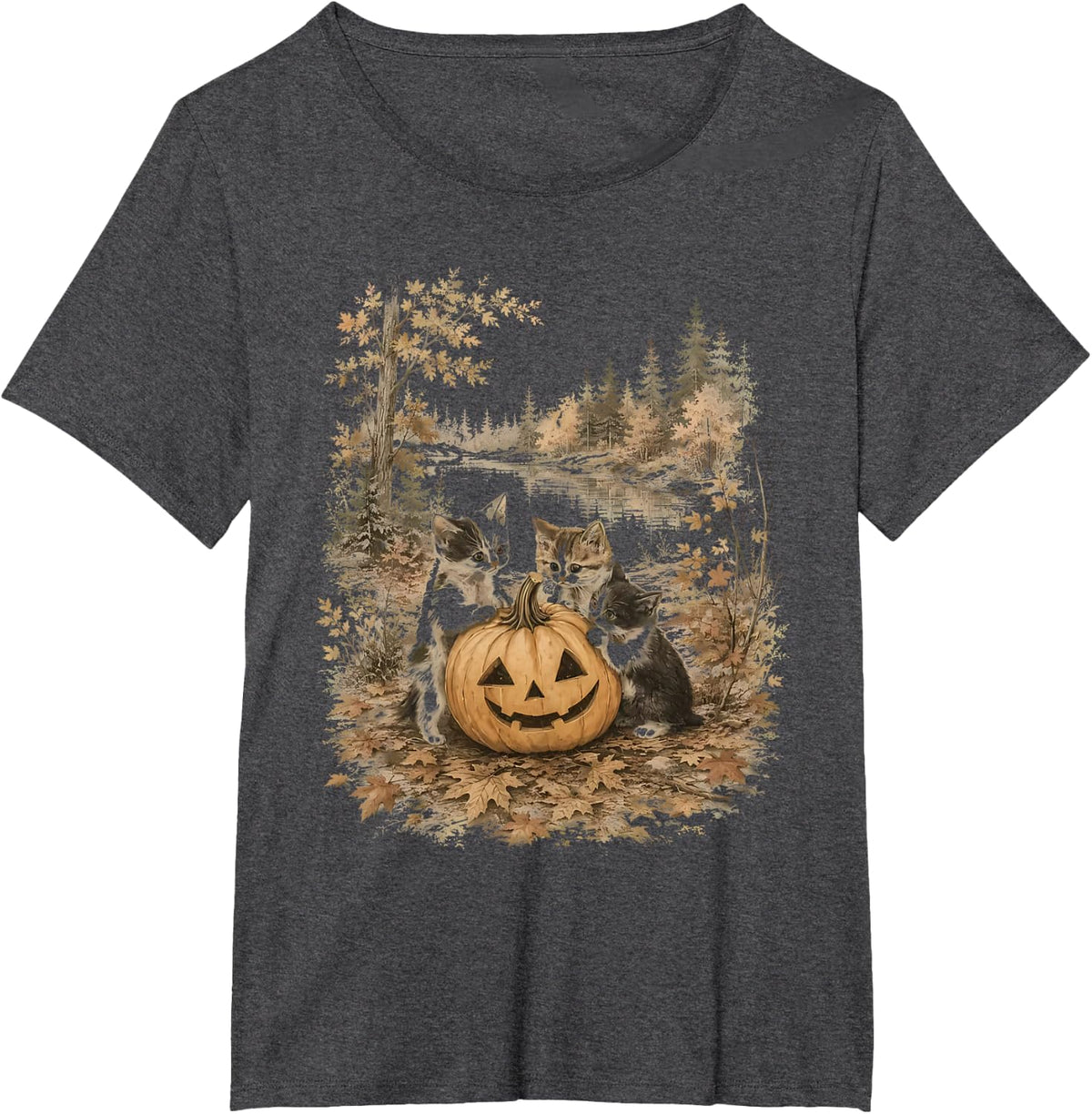 Funny Retro 90s Kitten Black Cats and Pumpkin Halloween T-Shirt