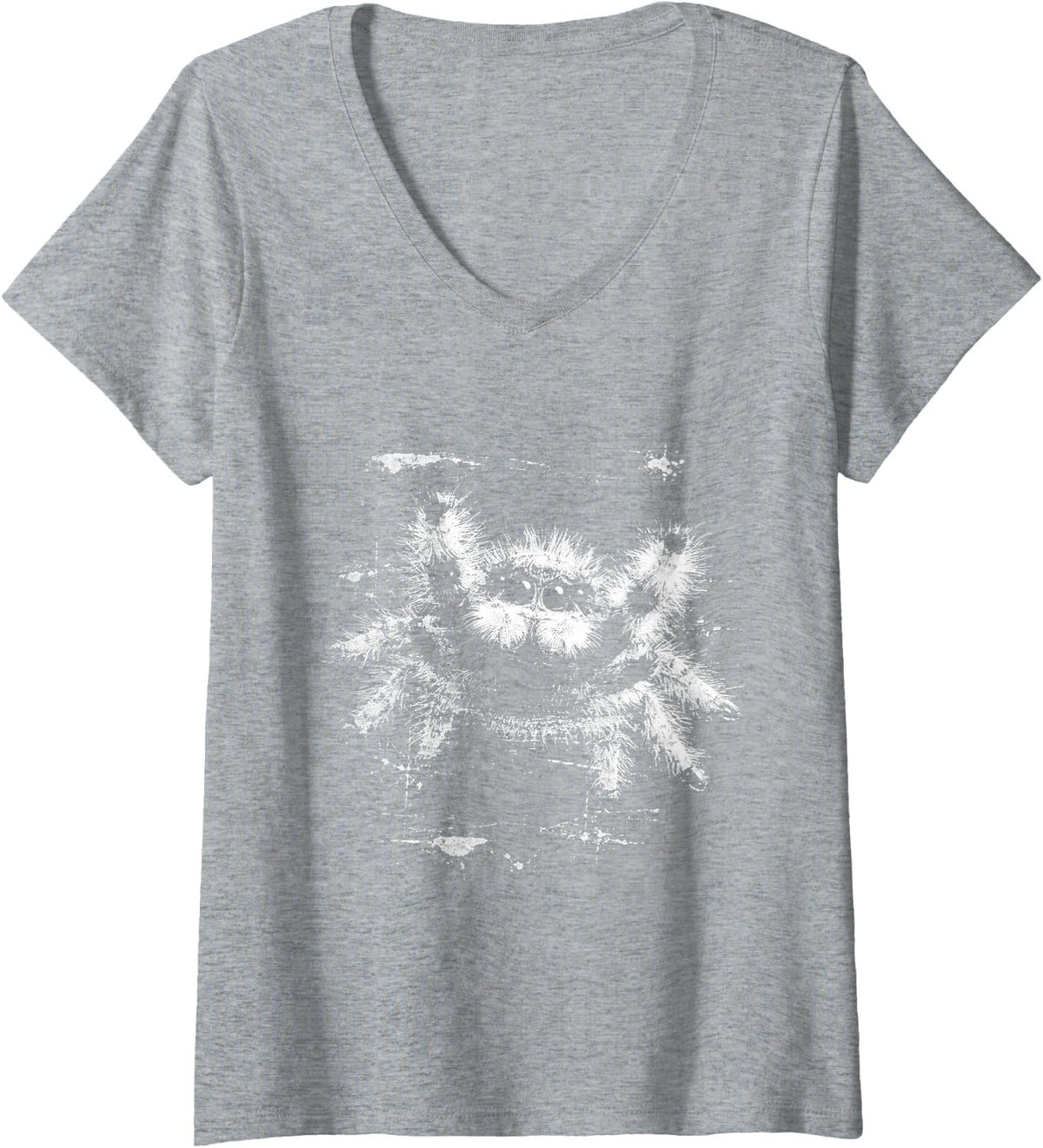 Women's Punk Vintage 90s Jumping Spider Graphic Horror Halloween V-Neck T-Shirt