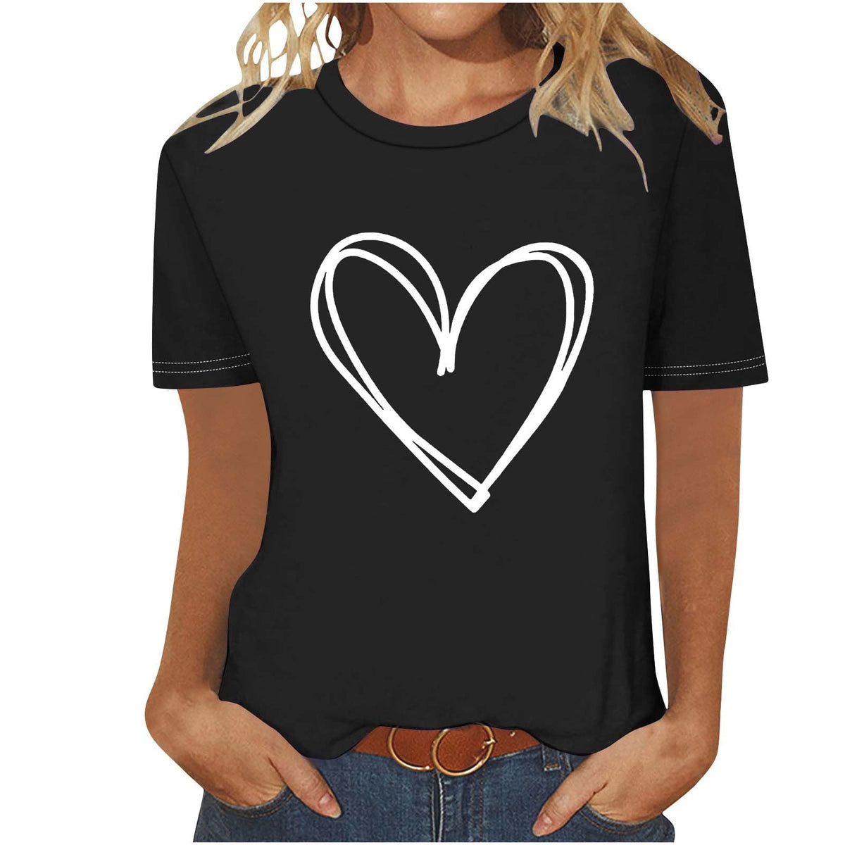 BLVB Women Valentines Day Shirts Valentines Gifts for Her Cute Heart Graphic Tee Tops Short Sleeve Crewneck T Shirts