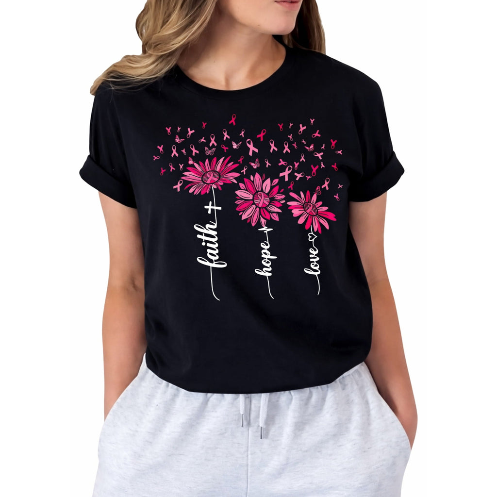 Breast Cancer Shirts for Women Cancer Awareness Shirt Pink Ribbon Graphic Tee Cancer Survivor Support T-shirts