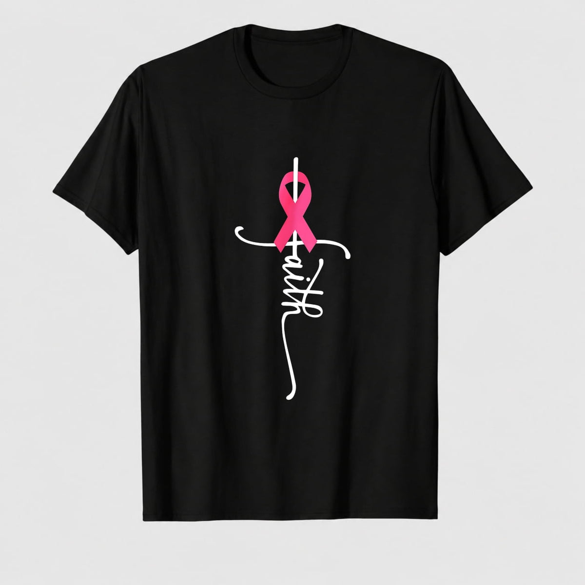 Women's Breast Cancer Awareness Survivor Ribbon Graphic T-Shirt, 100% Cotton Short Sleeve Shirt