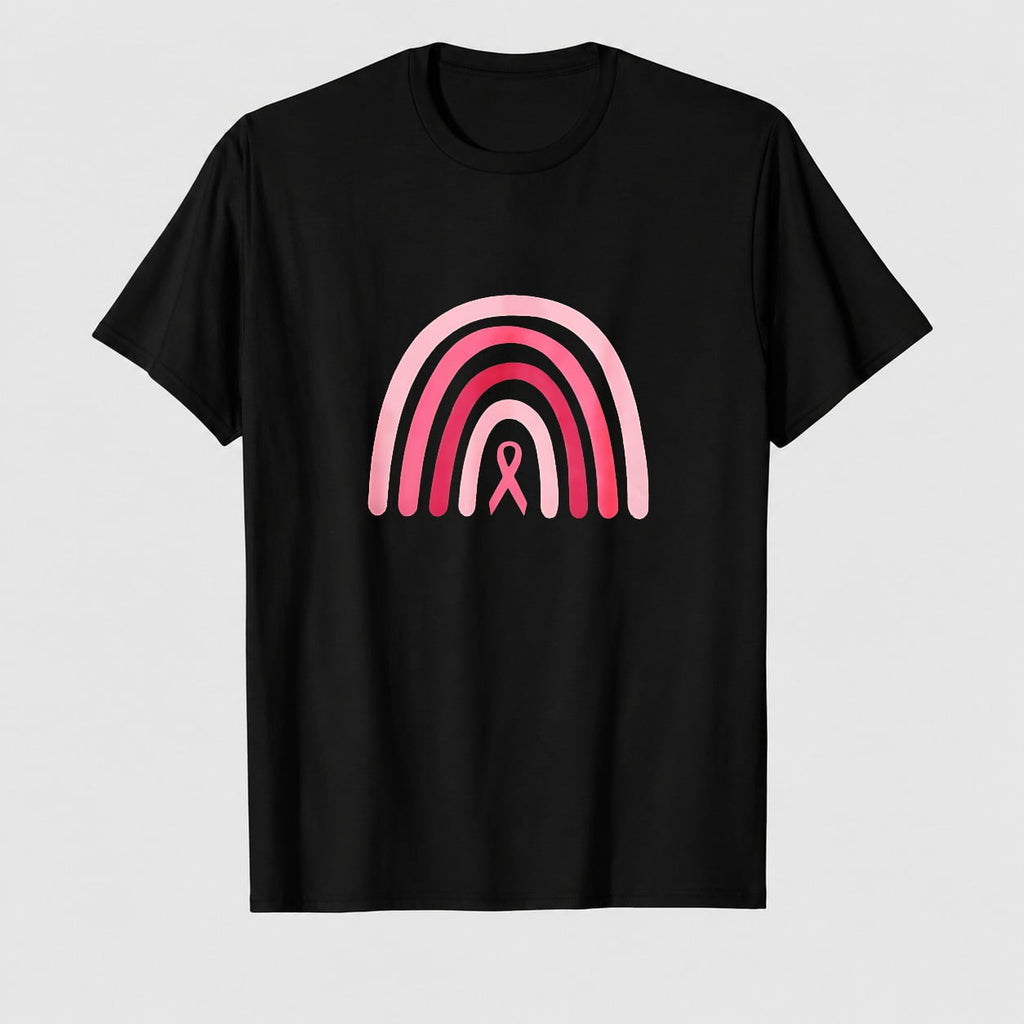 Women's Breast Cancer Awareness Strong Choice Ribbon Graphic T-Shirt, 100% Cotton Short Sleeve Shirt