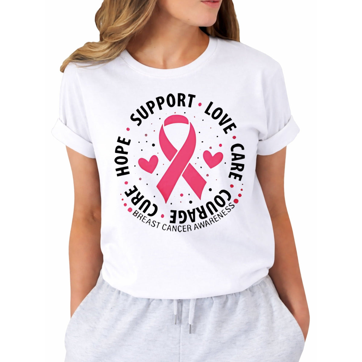 Breast Cancer Shirts for Women Cancer Awareness Shirt Pink Ribbon Graphic Tee Cancer Survivor Support T-shirts