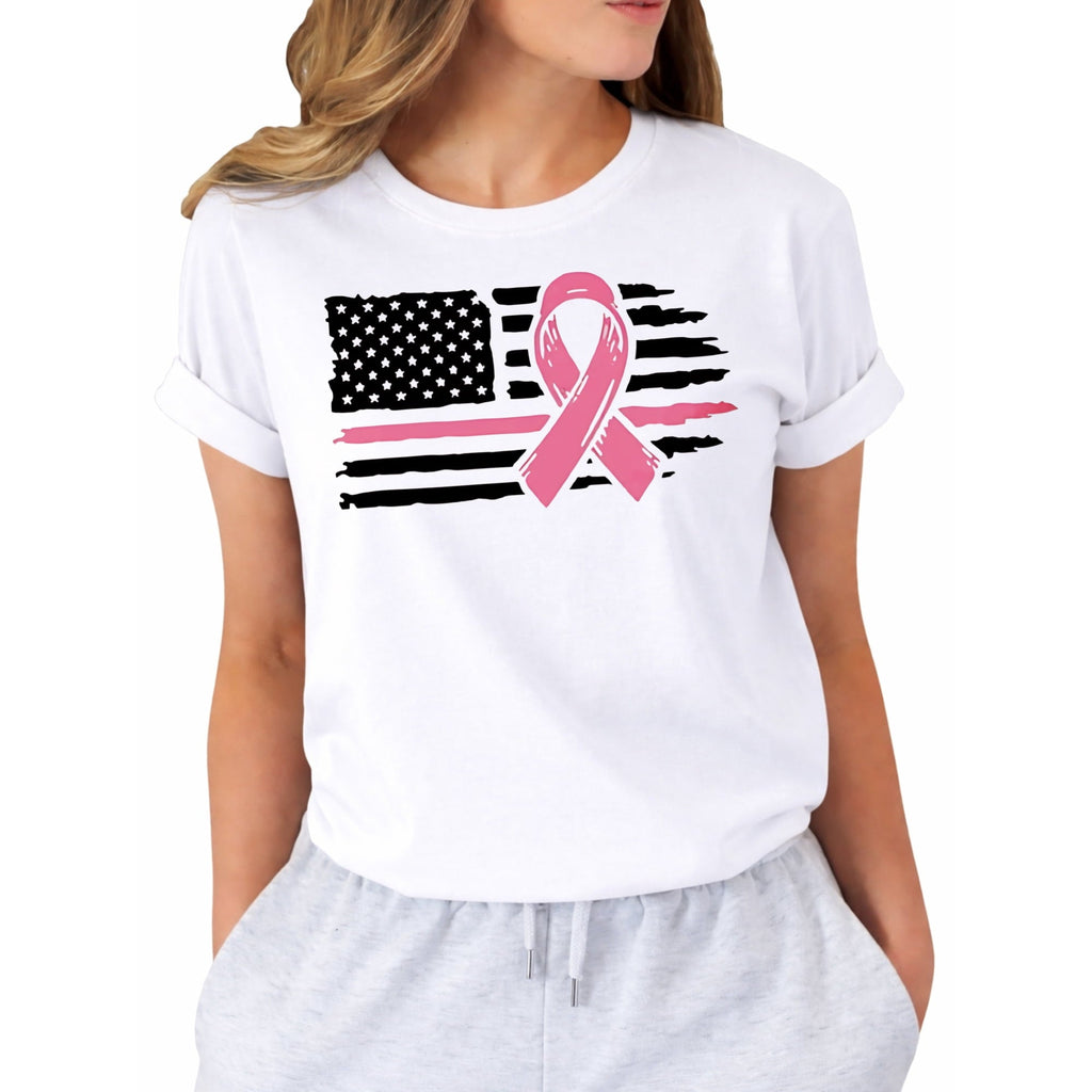Breast Cancer Shirts for Women Cancer Awareness Shirt Pink Ribbon Graphic Tee Cancer Survivor Support T-shirts