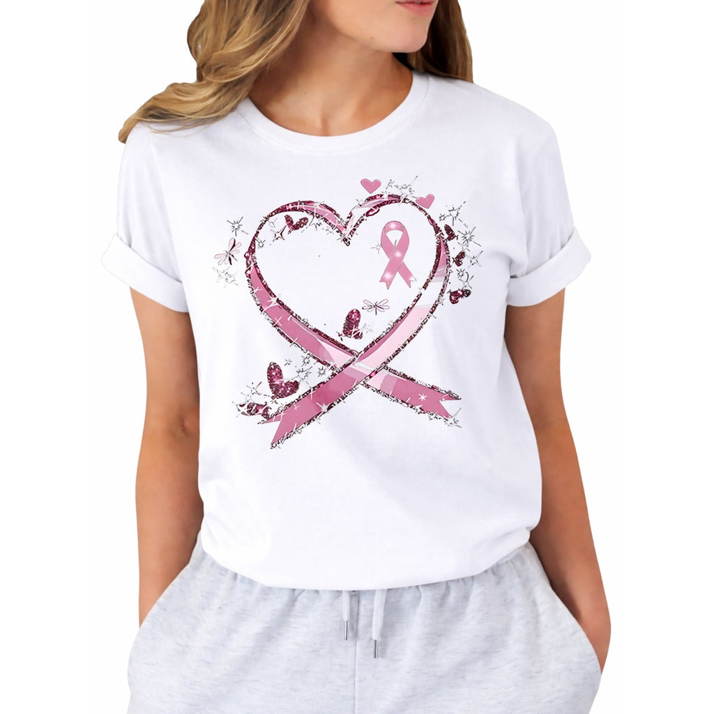 Breast Cancer Shirts for Women Cancer Awareness Shirt Pink Ribbon Graphic Tee Cancer Survivor Support T-shirts