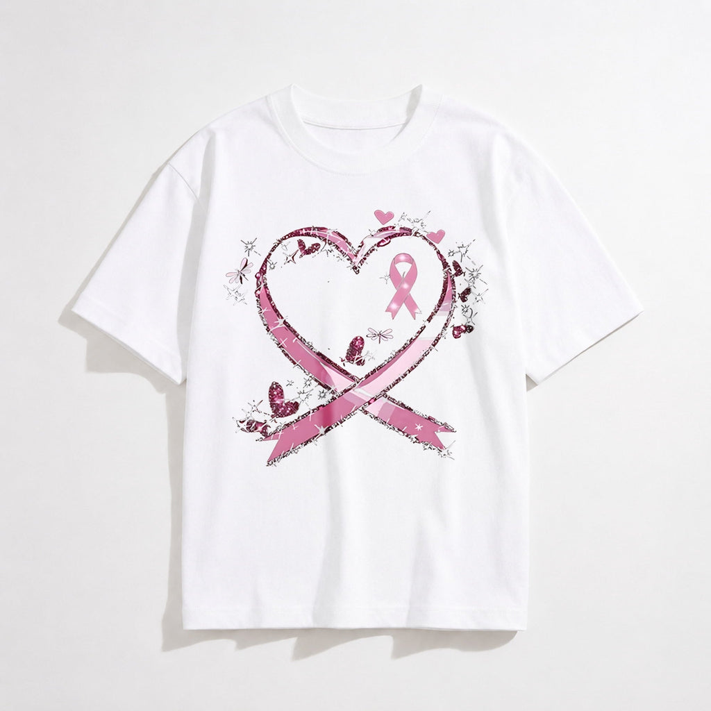 Breast Cancer Shirts for Women: Pink Ribbon Heart T-Shirts Breast Cancer Awareness Gifts Survivor Tee Tops