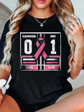 Cancer 0 Me 1 Breast Cancer Awareness Survivor T-Shirt casual short sleeve crew neck cotton tee tops for women