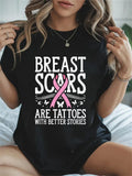 Cotton Scars Pink Month Cancer Survivor Breast Cancer Awareness Casual Graphic Daily T-Shirt
