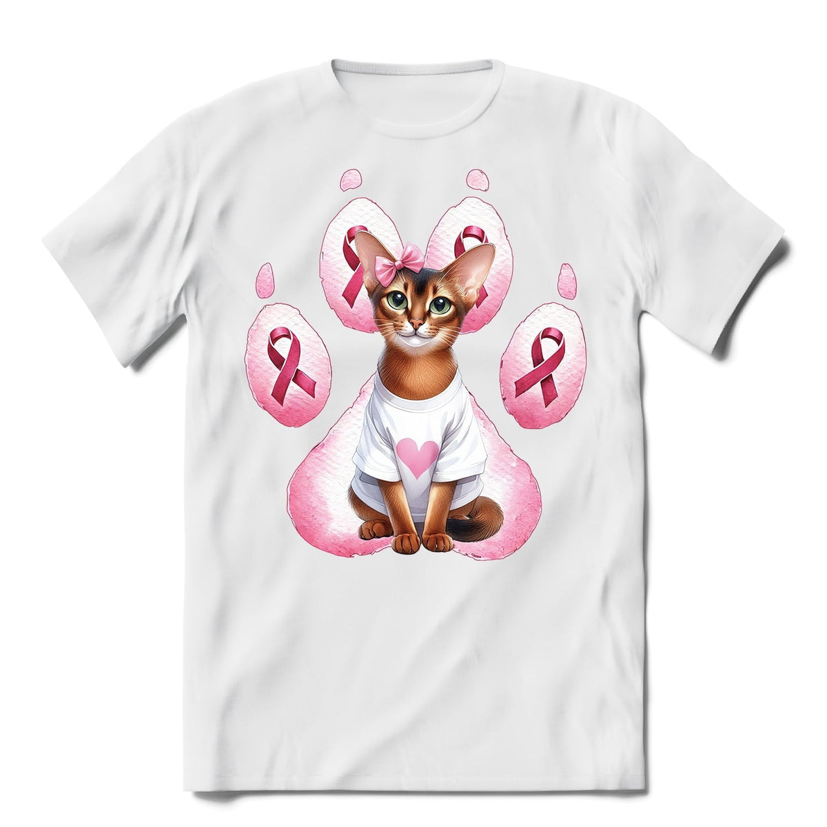 Faith Love Hope Abyssinian Breast Cancer Awareness Survivor Shirt T-shirt Unisex Merch Cat Lover Kitten Owner Gifts - 02017