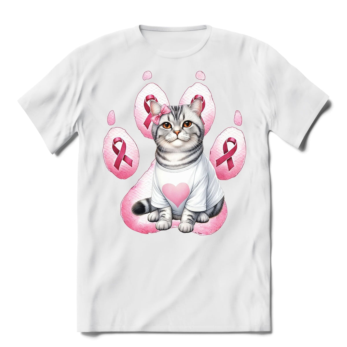 Faith Love Hope Abyssinian Breast Cancer Awareness Survivor Shirt T-shirt Unisex Merch Cat Lover Kitten Owner Gifts - 02017