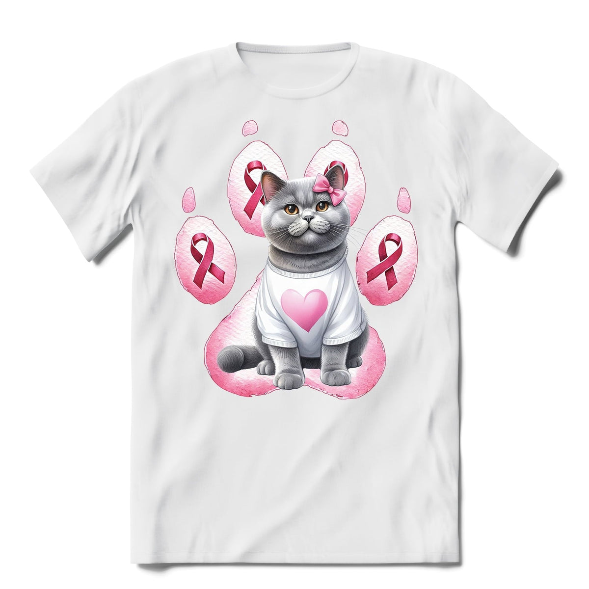 Faith Love Hope Abyssinian Breast Cancer Awareness Survivor Shirt T-shirt Unisex Merch Cat Lover Kitten Owner Gifts - 02017