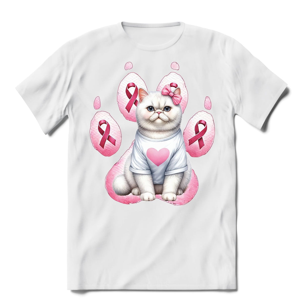 Faith Love Hope Abyssinian Breast Cancer Awareness Survivor Shirt T-shirt Unisex Merch Cat Lover Kitten Owner Gifts - 02017