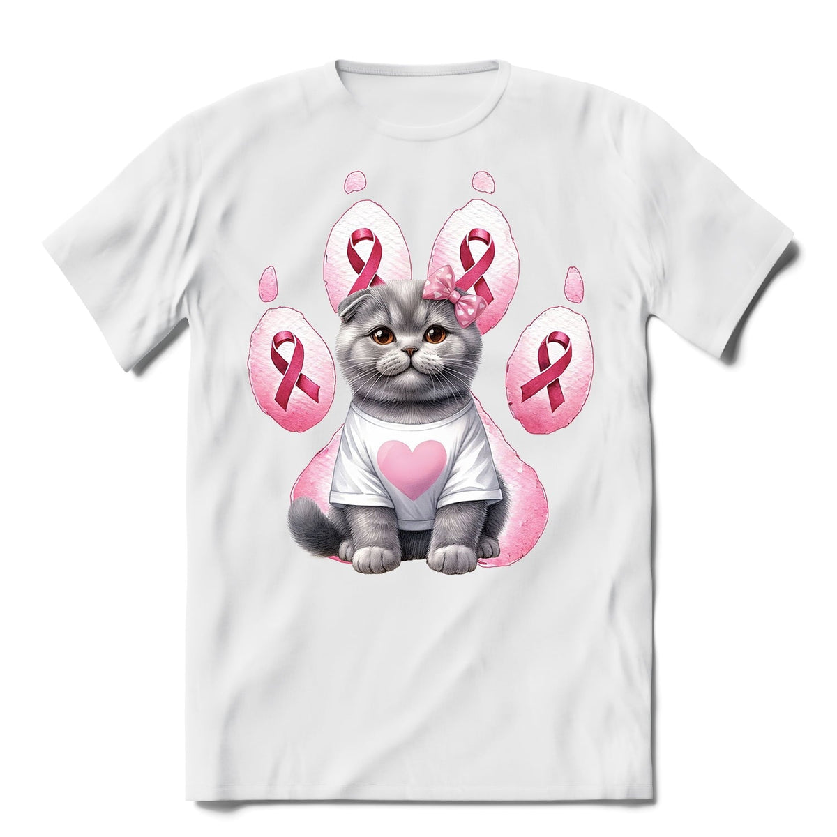 Faith Love Hope Abyssinian Breast Cancer Awareness Survivor Shirt T-shirt Unisex Merch Cat Lover Kitten Owner Gifts - 02017