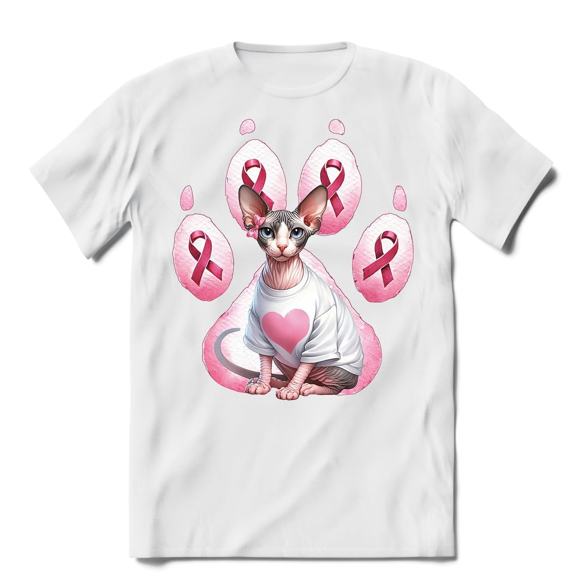 Faith Love Hope Abyssinian Breast Cancer Awareness Survivor Shirt T-shirt Unisex Merch Cat Lover Kitten Owner Gifts - 02017