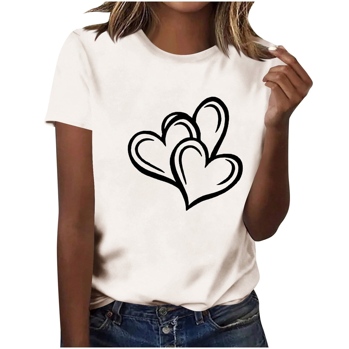 Felirenzacia Big and Tall Women's Heart Graphic Short Sleeves Pullover Tee Tops, Summer Casual Cotton T Shirt Valentine's Day Gift for Plus Women Black,XXXL