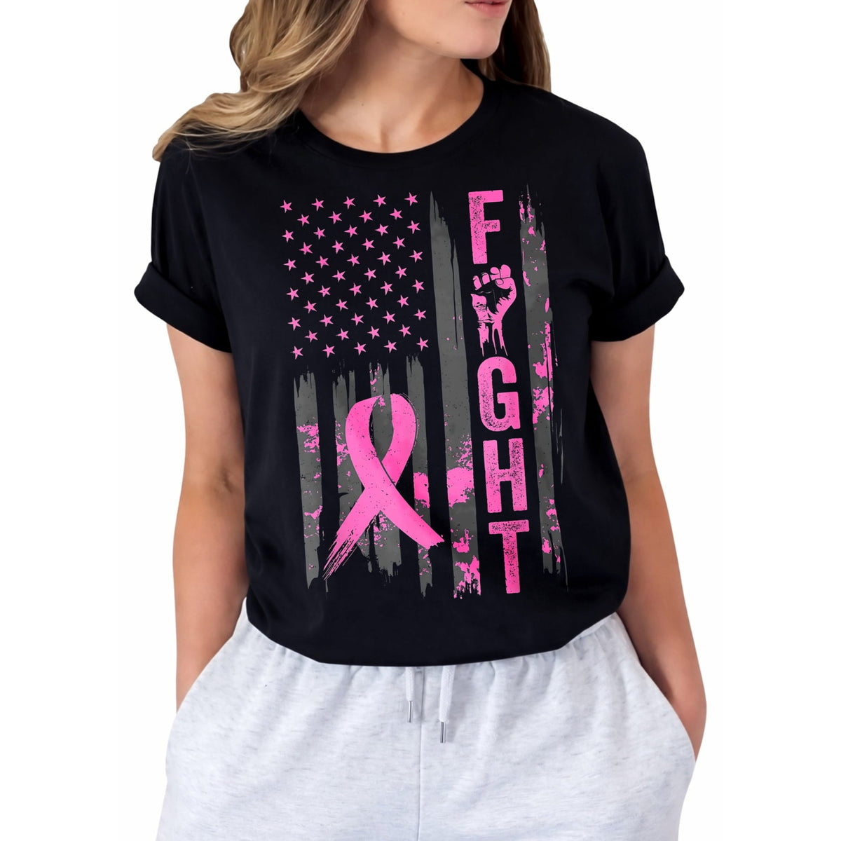 Breast Cancer Shirts for Women Cancer Awareness Shirt Pink Ribbon Graphic Tee Cancer Survivor Support T-shirts
