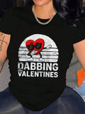 Funny Dabbing Heart Valentine's Day Women Short Sleeve Graphic Tee