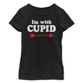 Girl's Lost Gods Valentine's Day I'm With Cupid Arrow Graphic Tee Black X Large