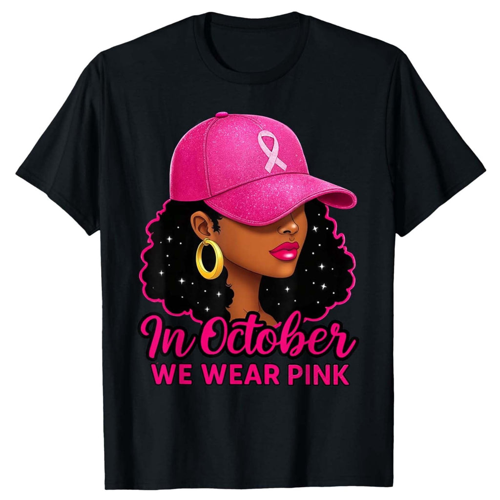 Haivin Women's Anti-Breast Cancer Pink Ribbon T-Shirt, Fashionable Loose Fit Casual Print Cotton Short Sleeve Tee for Everyday Wear and Awareness