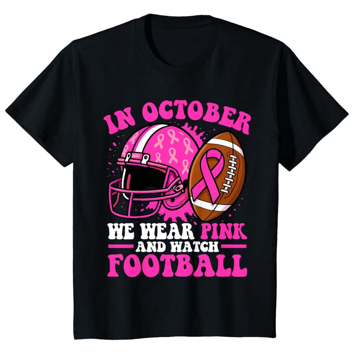 Haivin Women's Anti-Breast Cancer Pink Ribbon T-Shirt, Fashionable Loose Fit Casual Print Cotton Short Sleeve Tee for Everyday Wear and Awareness